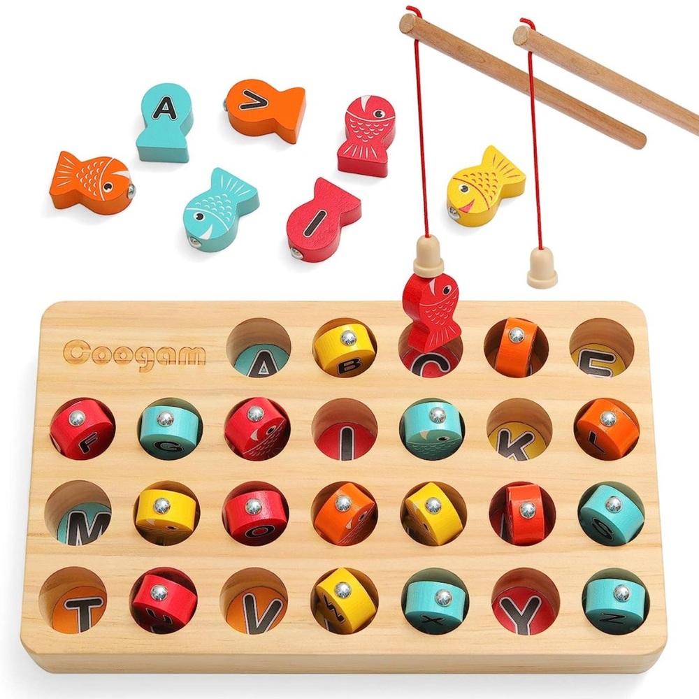 BrandNew Wooden Magnetic Fishing Game, ABC Alphabet Color Sorting Puzzle for 3+